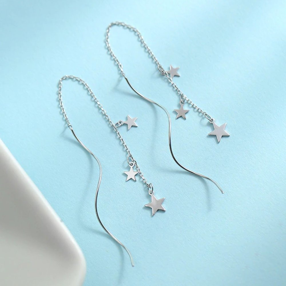 NEW 925 Sterling Silver Swirl Star Earrings